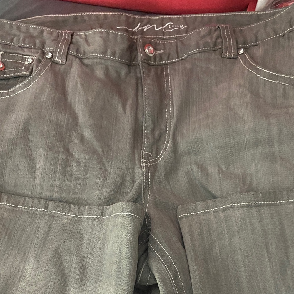 Women's Gray Jeans by INC, with Contrast Stitching and Bling size 20W